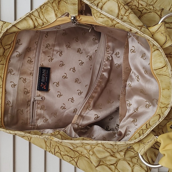 Ripani Yellow Ripple Embossed Leather Handbag - Picture 9 of 9